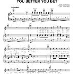 you better you bet sheet music